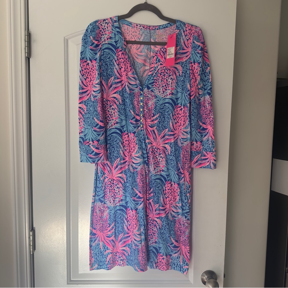 NWT Lilly Pulitzer Marlie Dress Size Medium 
Borealis Blue Tropic Down Low